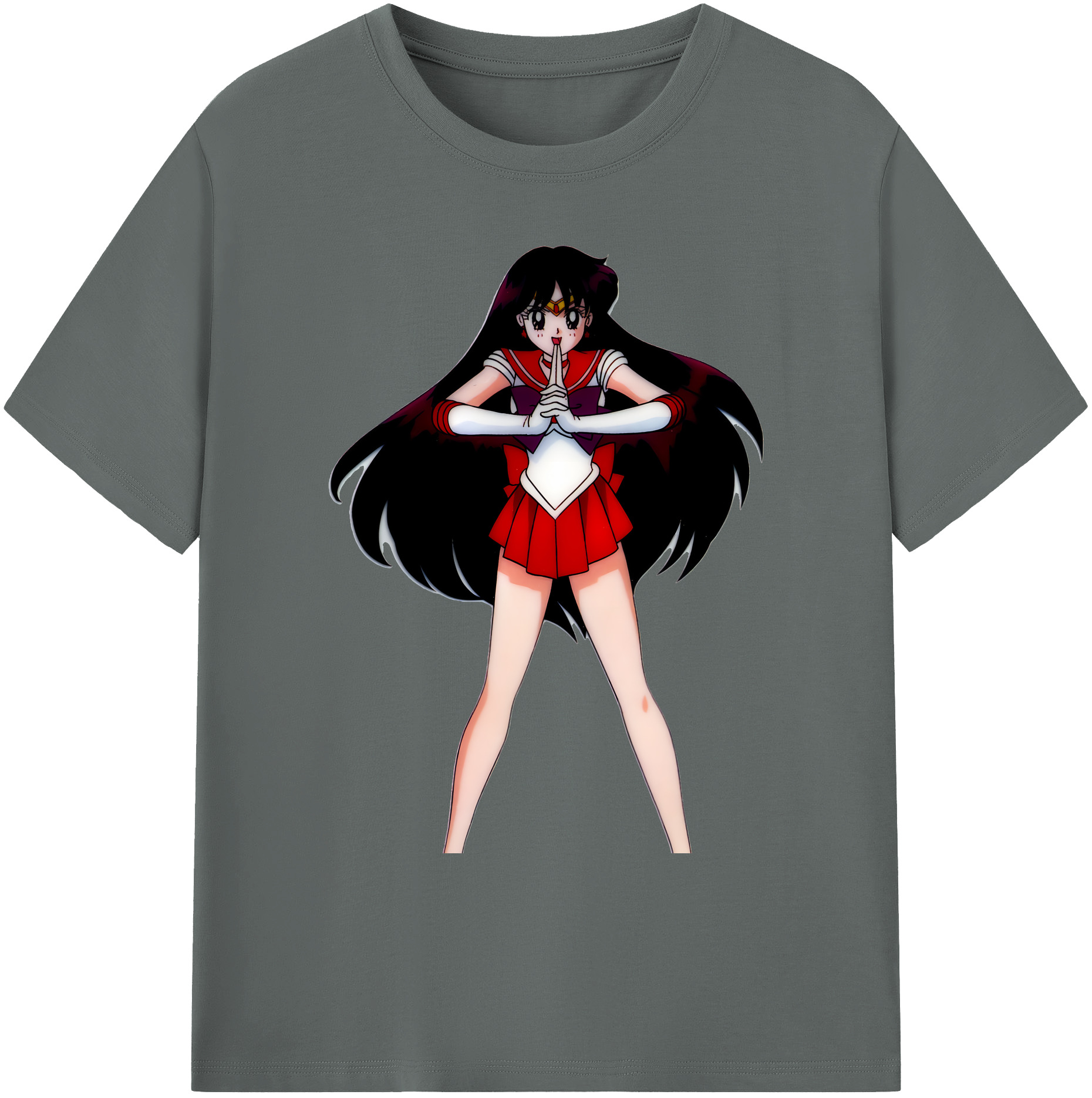 （画像用） 美少女戦士セーラームーン 火野レイ ひの レイ Sailor Moon Hino Rei （セーラーマーズ,Sailor Mars） 綿100％ メンズ半袖Tシャツ｜肌触りやわらか＆通気性